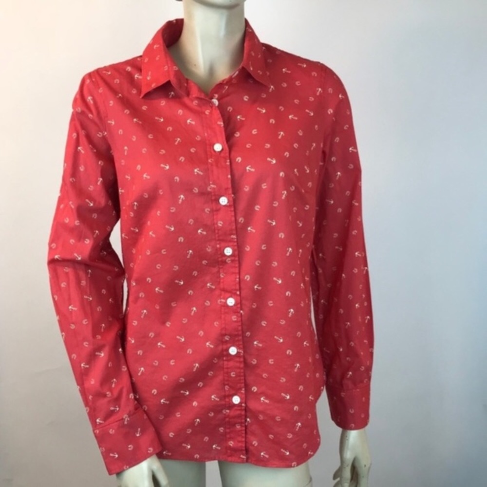 J-crew Blood Orange long sleeve anchor shirt